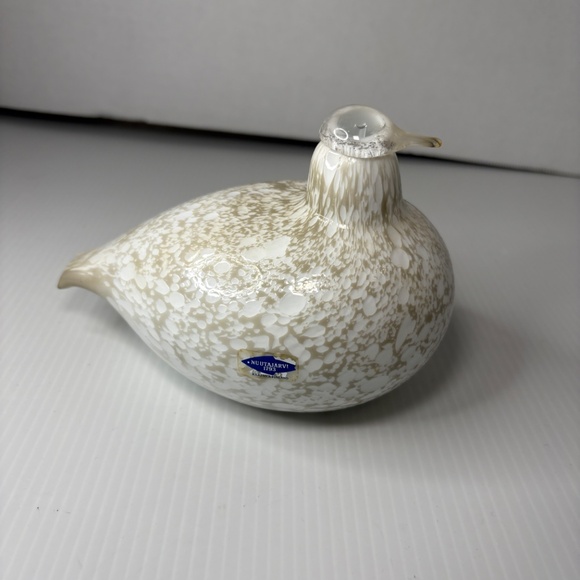 Oiva Toikka White Speckled Willow ArtGlass Bird Finland Nuutajarvi Signed/Label - Picture 1 of 12
